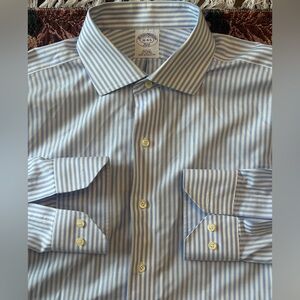 Brooks Brothers 346 Slim Fit Multicolor Blue White Striped Shirt Size 16-4/5